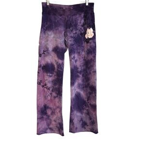 Lucky brand sweatpants M/L tie dye floral Batik wide RARE Made in USA Y2K